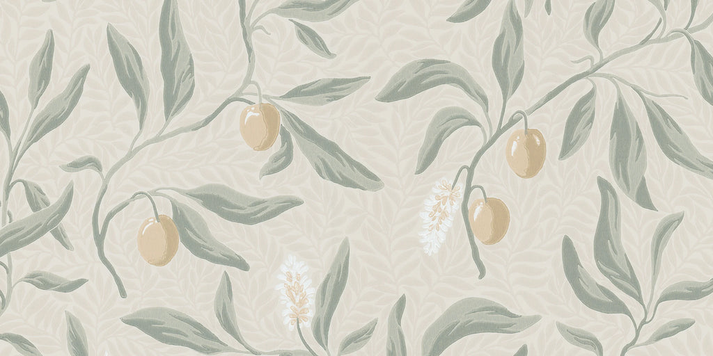 Vinnie Mural wall mural by Sandberg – botanical design, Sage Green – flat swatch showing the repeat, view 3