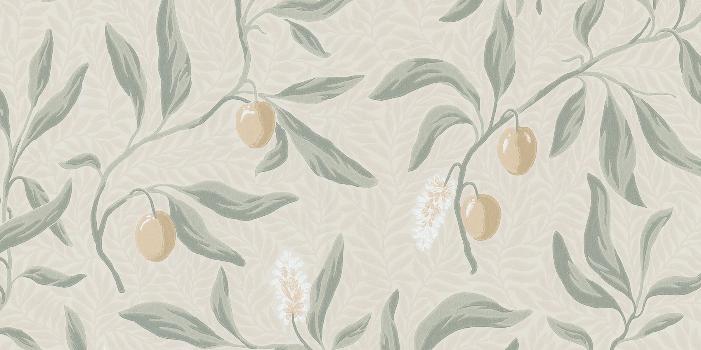 Vinnie Mural wall mural by Sandberg – botanical design, Sage Green – flat swatch showing the repeat, view 3