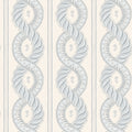 Emilion wallpaper by Sandberg in Blue – looping rope stripe with leaf garlands, misty blue on cream, flat swatch