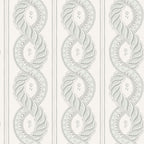 Emilion wallpaper by Sandberg in Green – looping rope stripe with leaf garlands, soft grey-green on cream, flat swatch