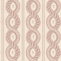 Emilion wallpaper by Sandberg in Red – looping rope stripe with leaf garlands, burgundy on beige, flat swatch