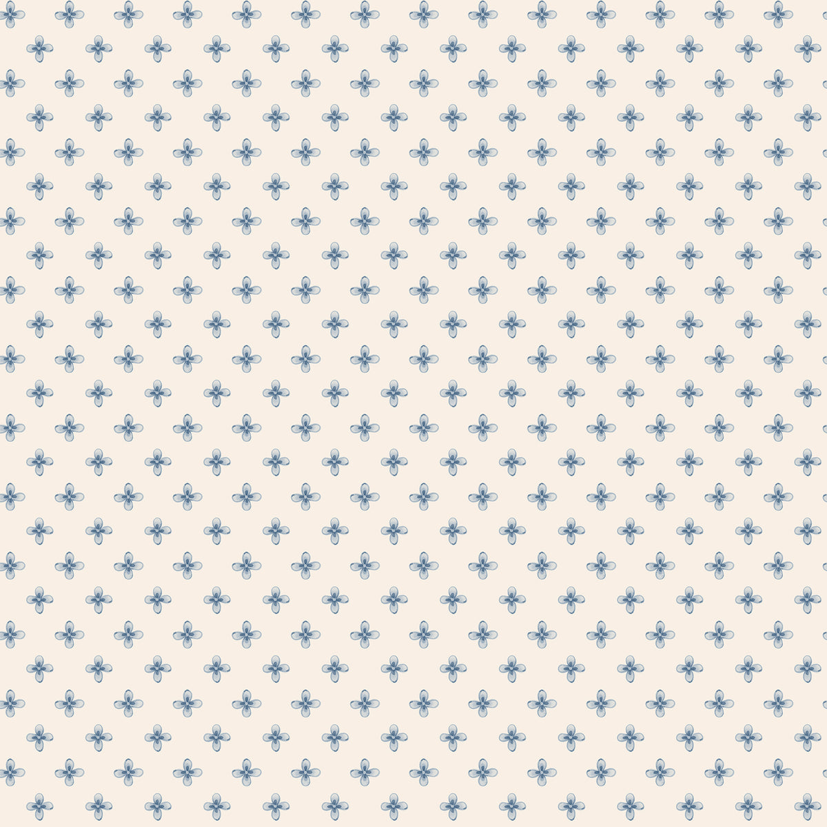 Elise wallpaper by Sandberg in Blue – tiny four-petal ditsy flowers, soft blue on cream, flat swatch