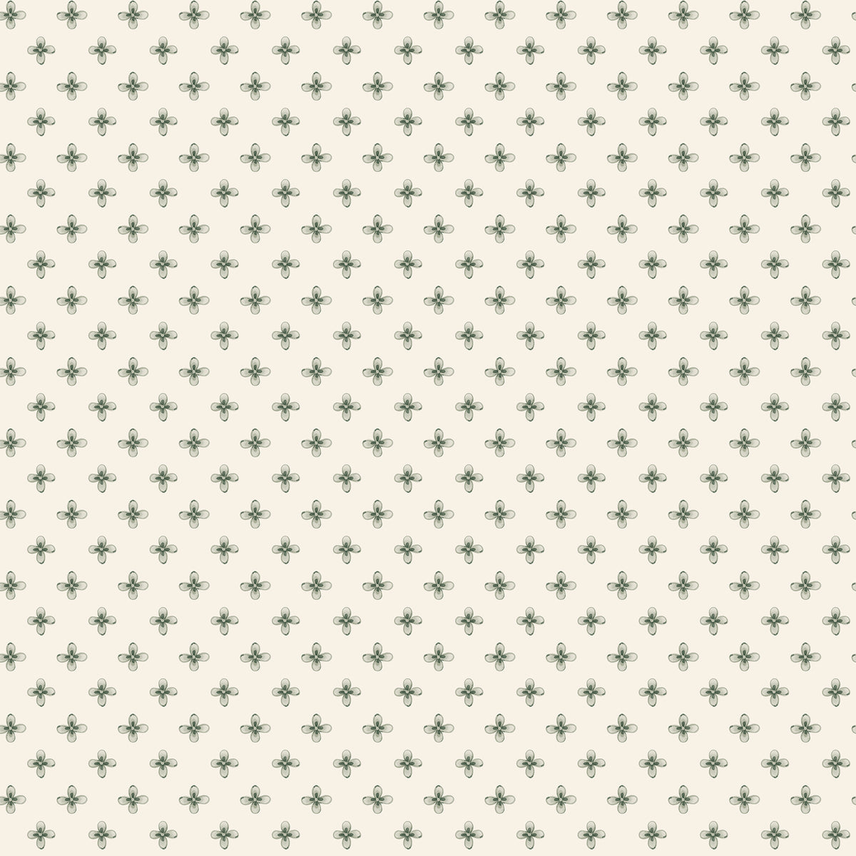 Elise wallpaper by Sandberg in Green – tiny four-petal ditsy flowers, soft sage on cream, flat swatch