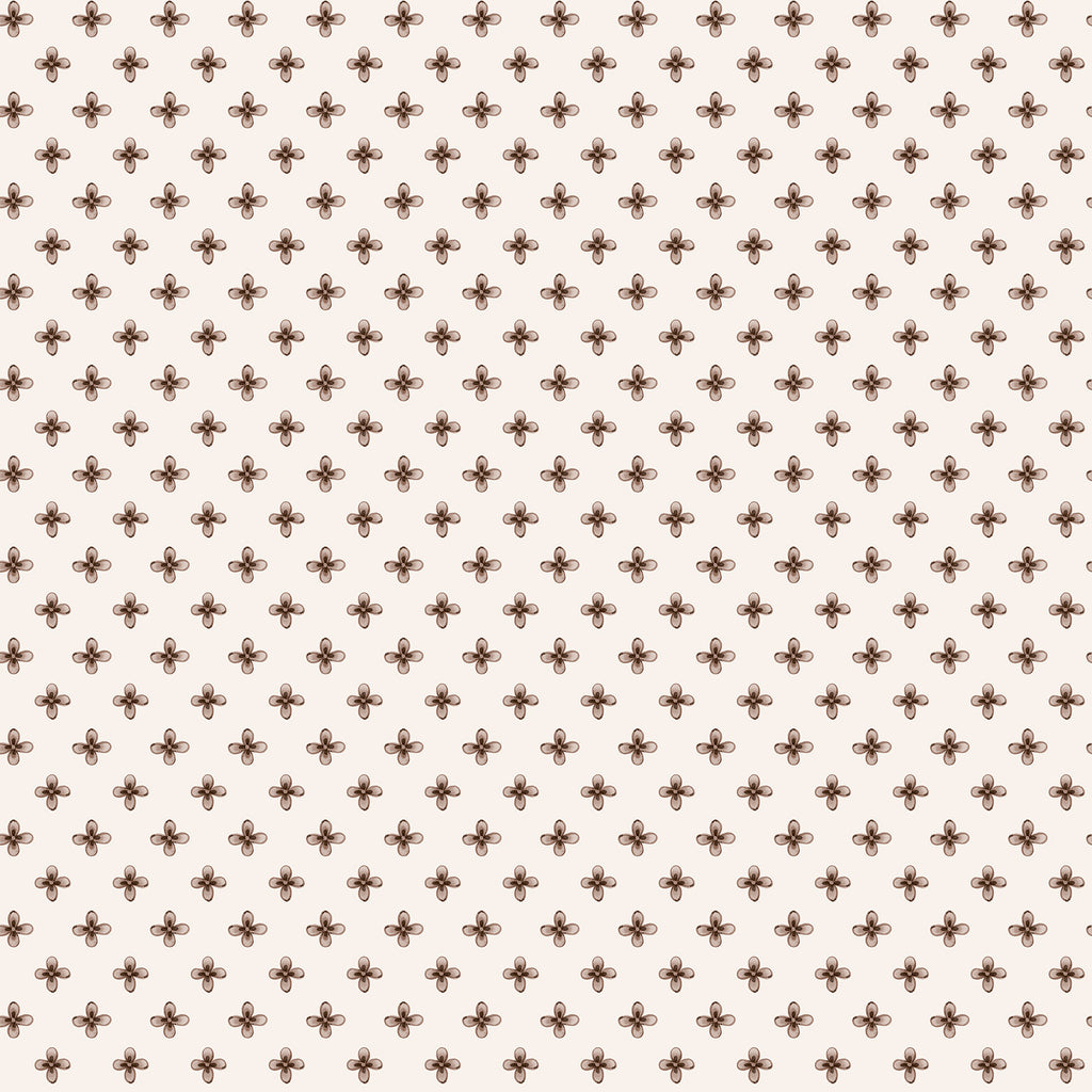 Elise wallpaper by Sandberg in Brown – tiny four-petal ditsy flowers on cream, flat swatch
