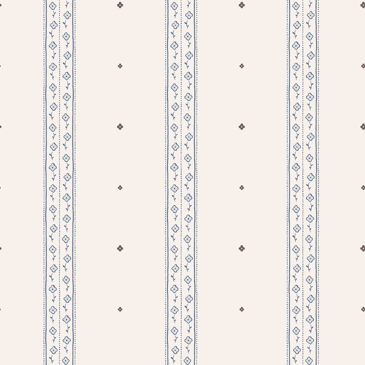 Austine wallpaper by Sandberg in Blue – fine floral ticking stripe, navy on cream, flat swatch