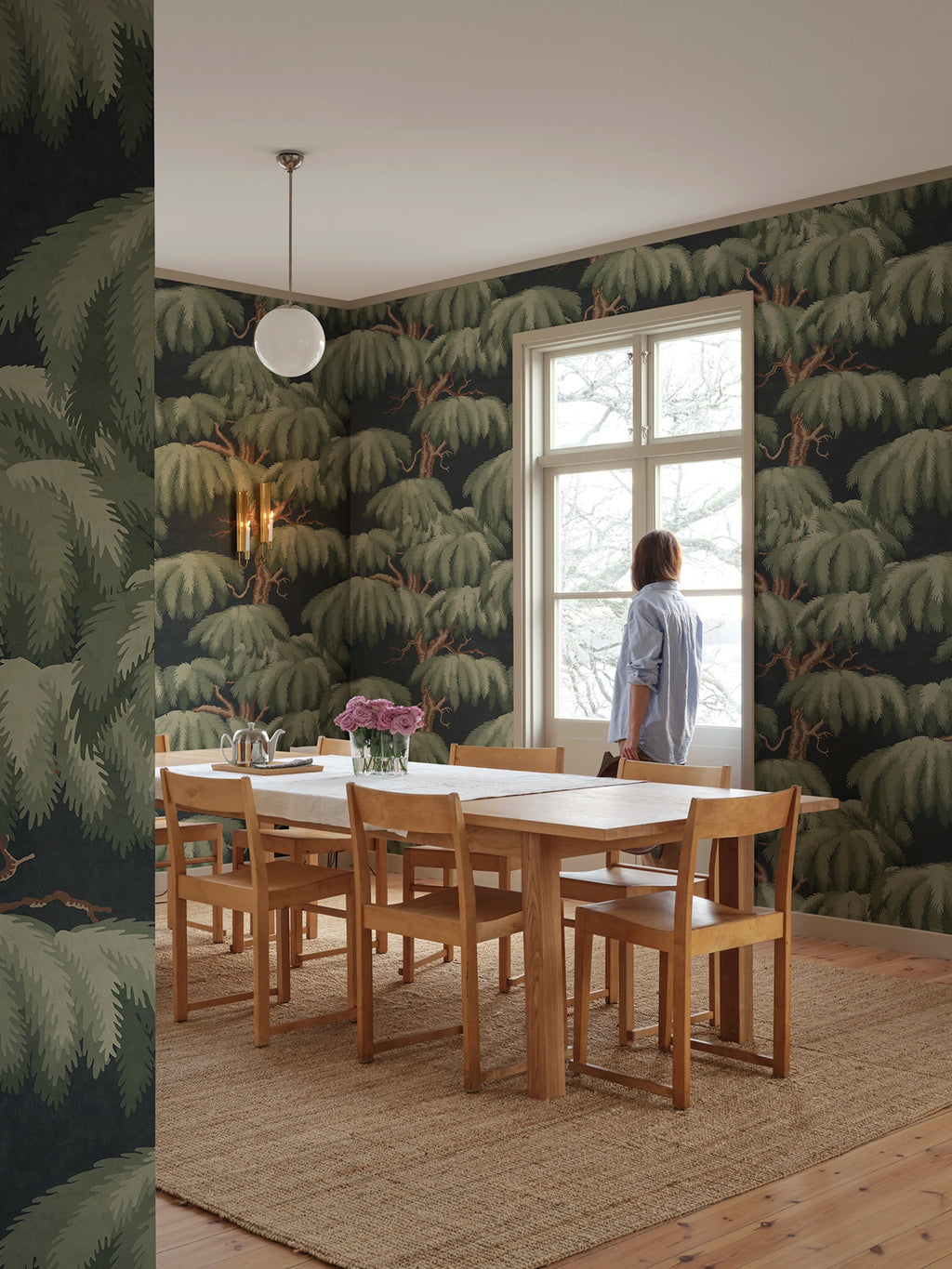 Alba Mural wall mural by Sandberg – forest & woodland design, Blue – Dark Blue – styled in a room setting, view 7