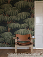 Alba Mural wall mural by Sandberg – forest & woodland design, Blue – Dark Blue – styled in a room setting, view 8