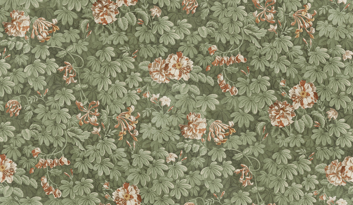 Tyra wallpaper by Sandberg in Forest Green, flat swatch showing the repeat