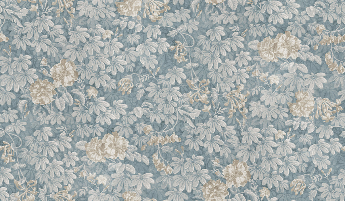 Tyra wallpaper by Sandberg in Misty Blue, flat swatch showing the repeat
