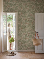 Tyra wallpaper by Sandberg in Garden Green, styled in a room, view 2