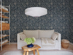 Ania wallpaper by Sandberg in Midnight Blue, styled in a room, view 2