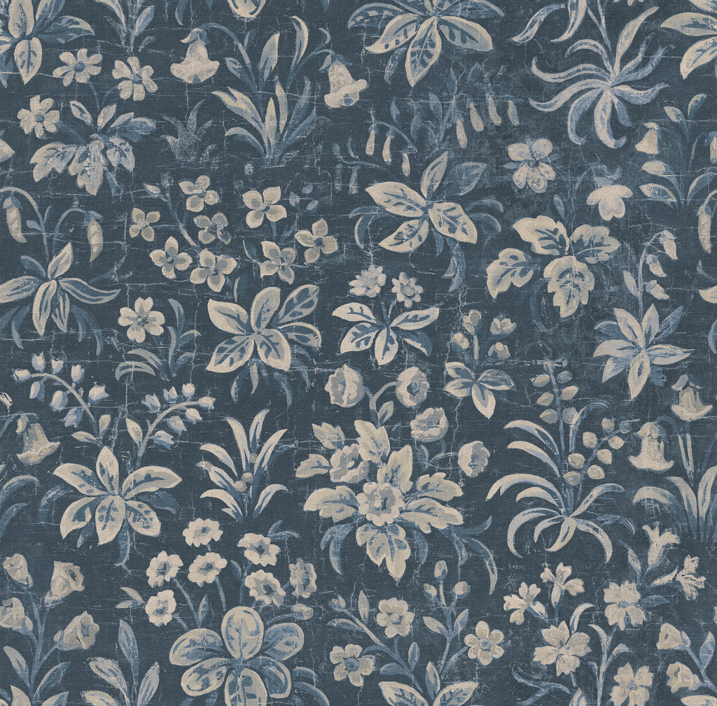 Ania wallpaper by Sandberg in Midnight Blue, flat swatch showing the repeat