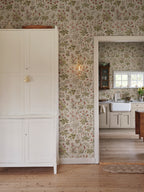 Ania wallpaper by Sandberg in Oat, styled in a room, view 2
