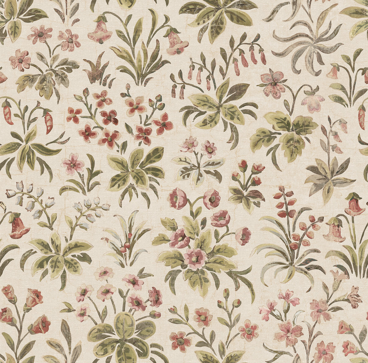 Ania wallpaper by Sandberg in Oat, flat swatch showing the repeat