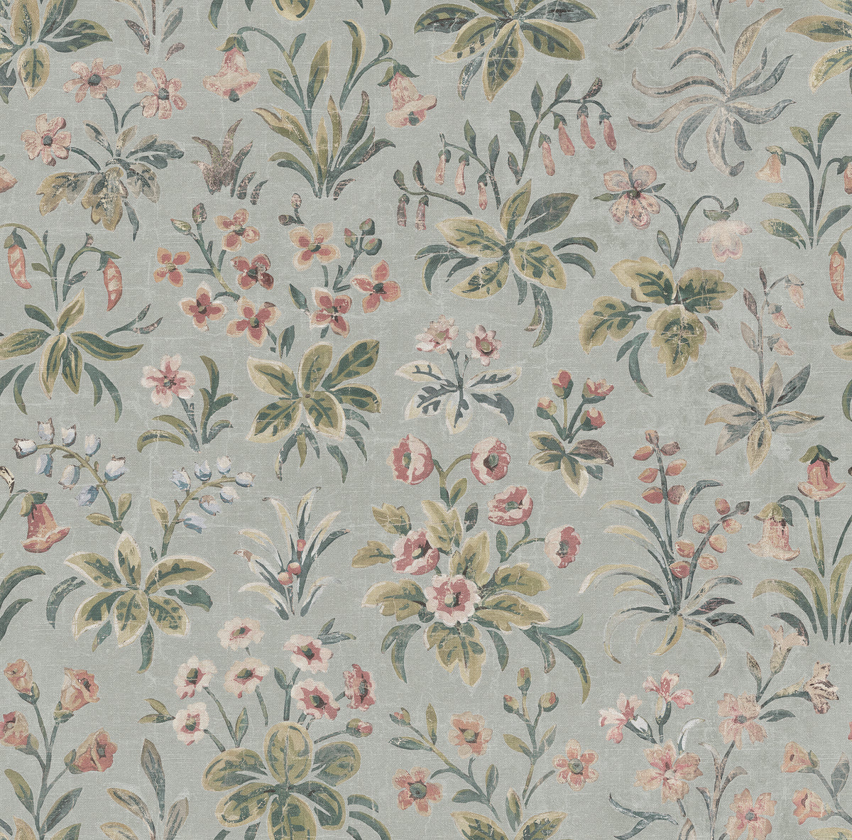 Ania wallpaper by Sandberg in Misty Blue, flat swatch showing the repeat