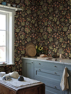 Ania wallpaper by Sandberg in Charcoal, styled in a room, view 2