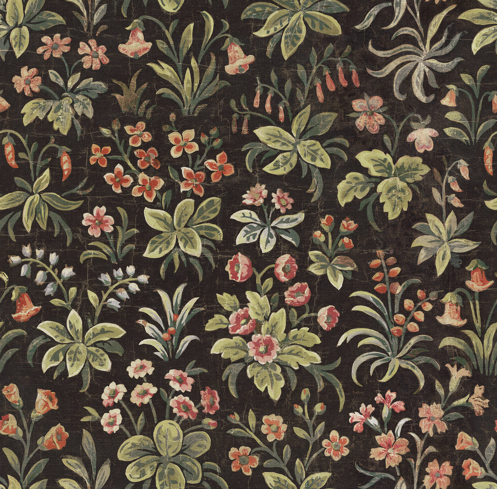 Ania wallpaper by Sandberg in Charcoal, flat swatch showing the repeat