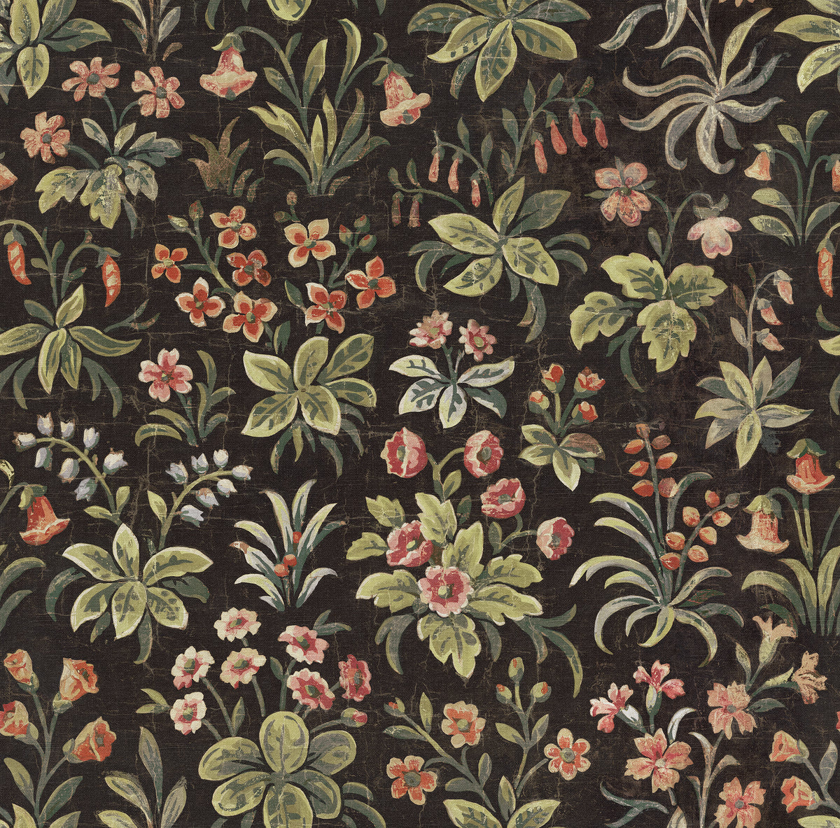 Ania wallpaper by Sandberg in Charcoal, flat swatch showing the repeat