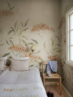 Emmalisa wall mural by Sandberg in Terracotta, styled on an interior wall