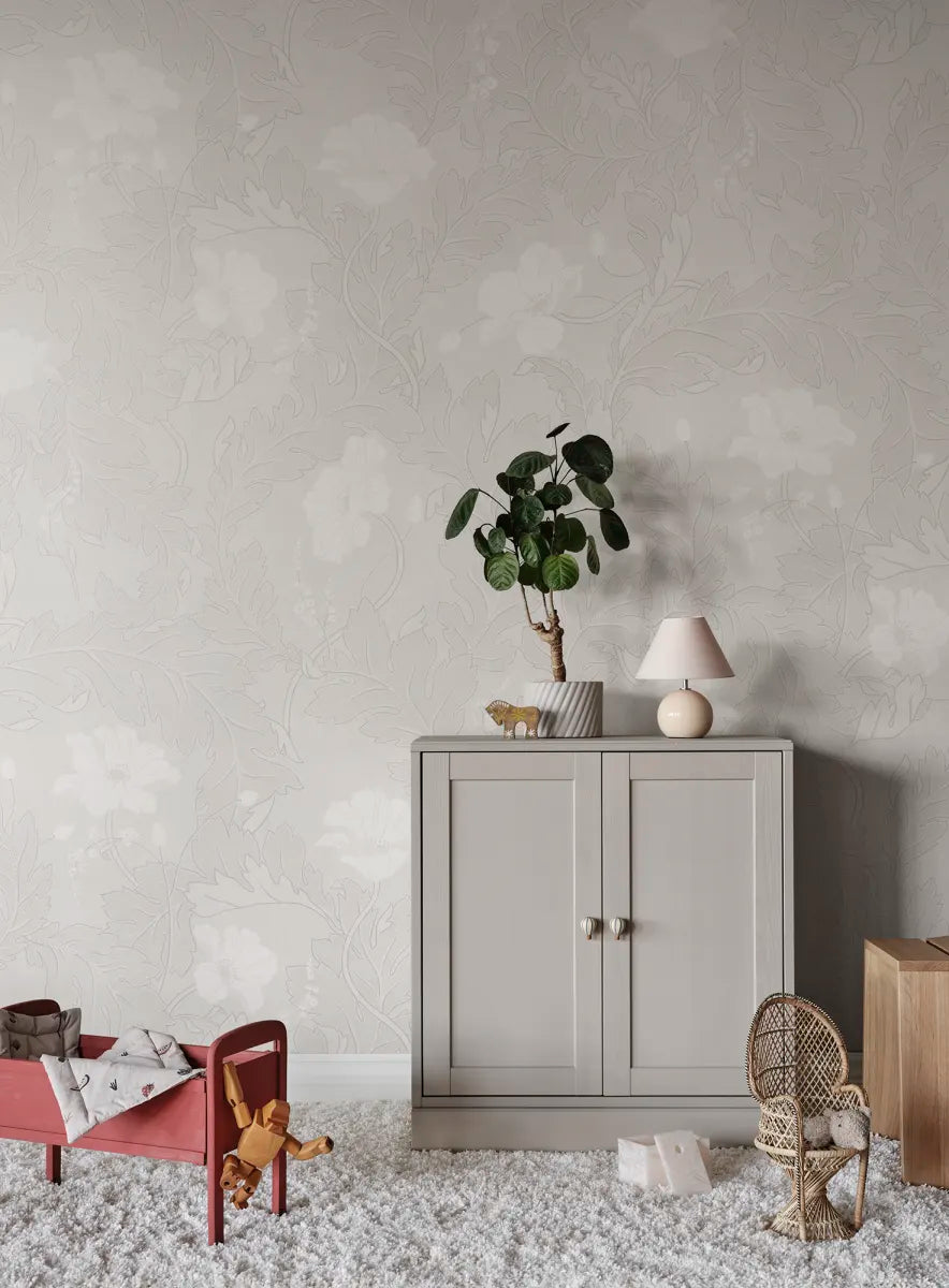Poppy wallpaper - White