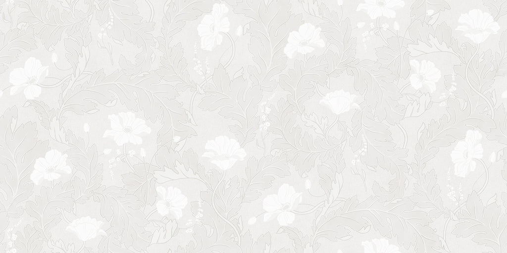 Poppy wallpaper by Sandberg in White, flat pattern repeat