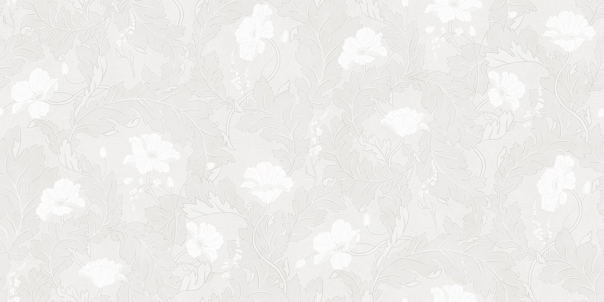 Poppy wallpaper by Sandberg in White, flat pattern repeat