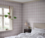 Lykke wallpaper by Sandberg in Lilac, styled in a room, view 2