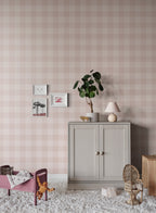 Lykke wallpaper by Sandberg in Blush, styled on an interior wall