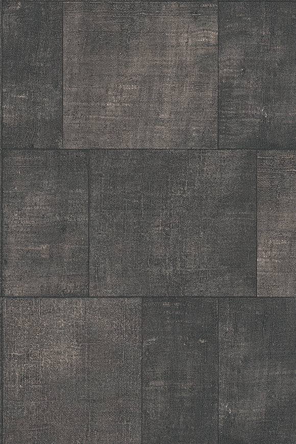 Cuadro wallpaper by Arte in Black (Charcoal) – flat swatch of the patchwork pattern