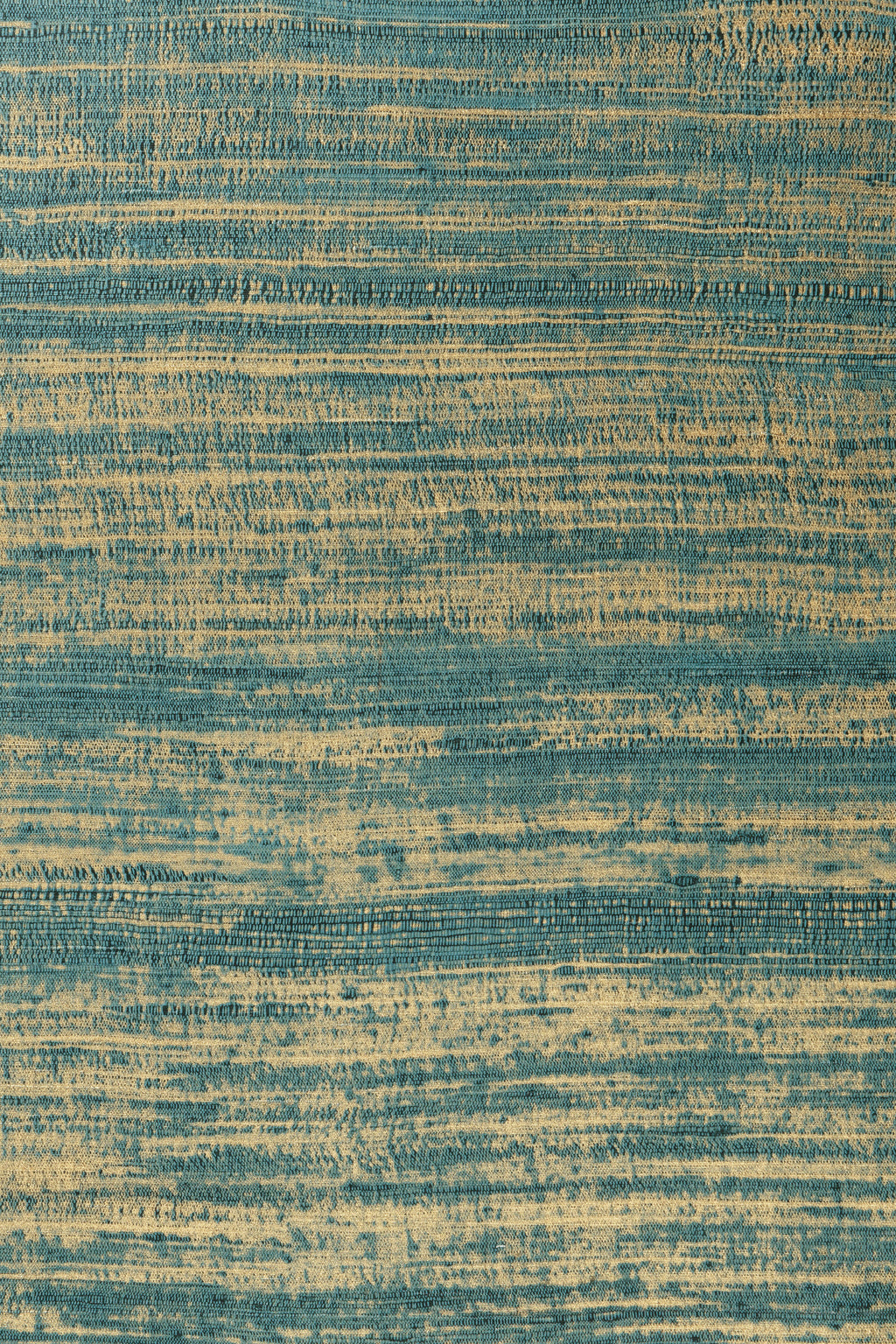 Eri wallpaper by Arte in Teal (Turquoise Gold) – flat swatch of the open-weave silk texture pattern
