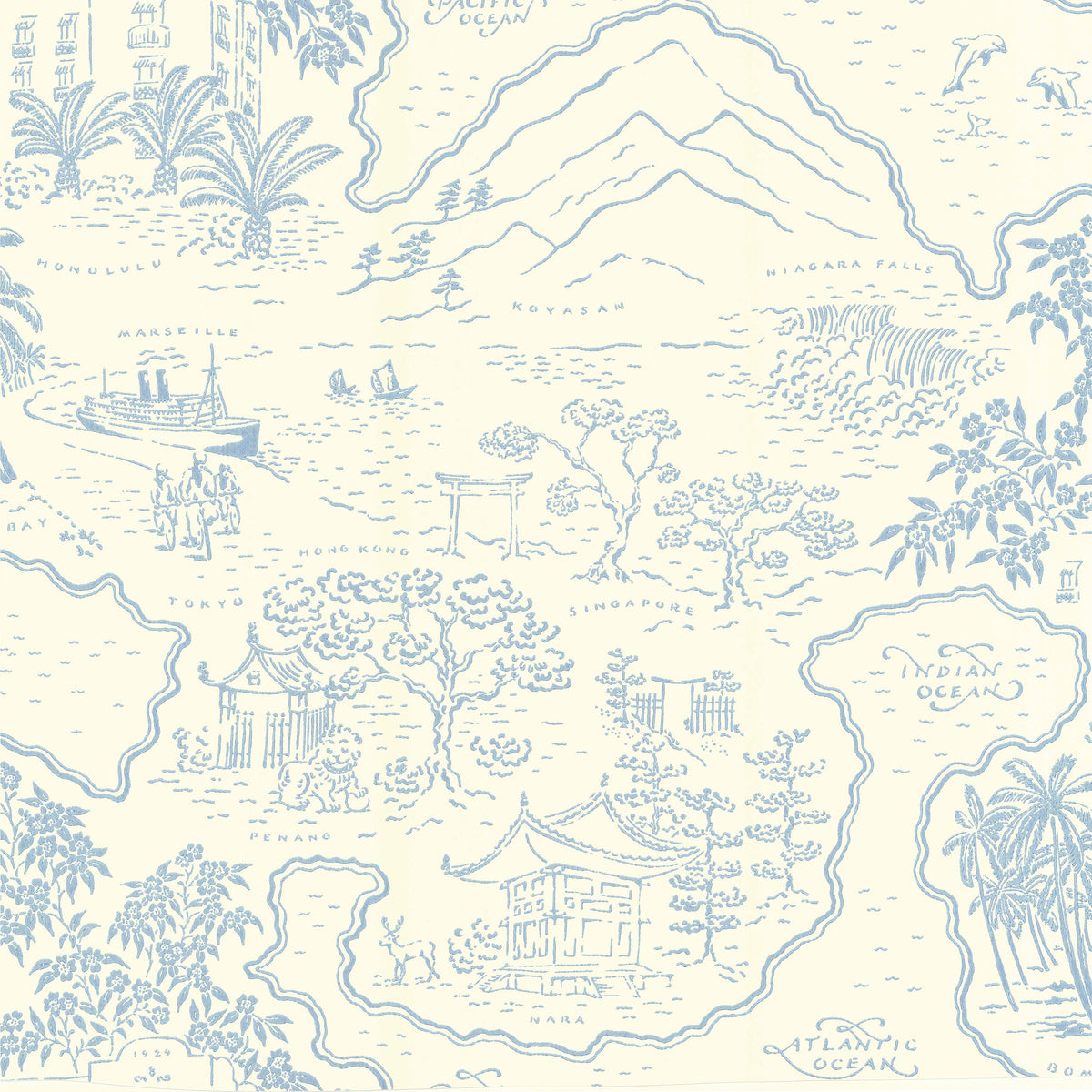 Voyage 1929 wallpaper by Långelid/von Brömssen in Blue – coastal design