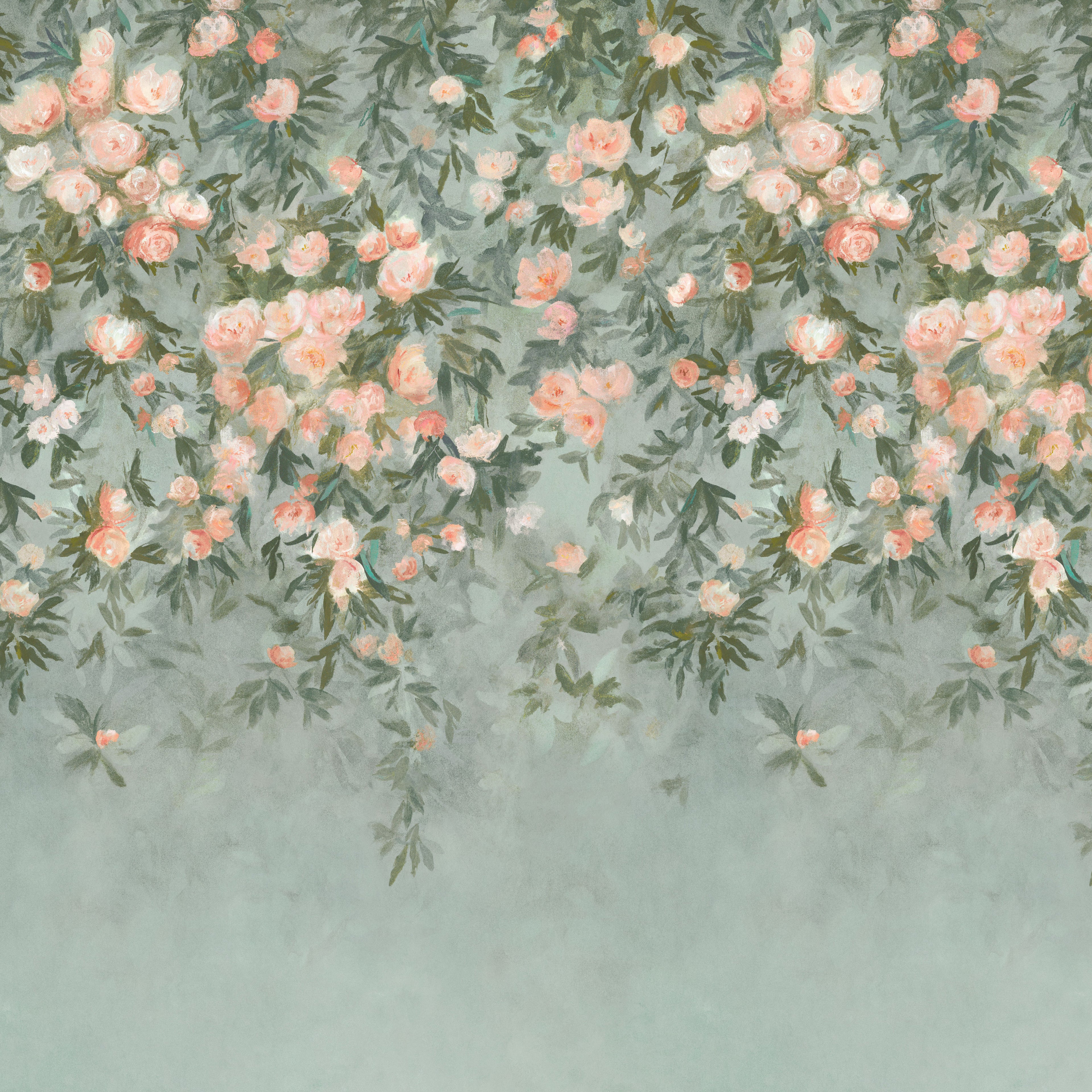 Ottavia Mural wall mural by Romo in Coral – floral design