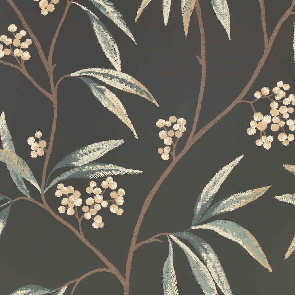 Mima wallpaper by Romo in Ebony – botanical design