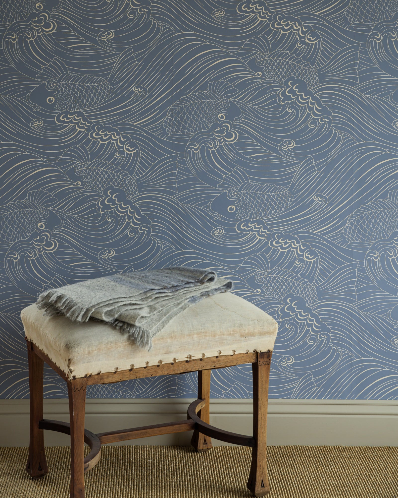 Plenty more Fish wallpaper by Langelid/von Bromssen - coastal design in Blue – Washed