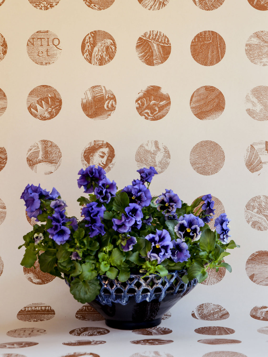 A Peep to the Past wallpaper by Långelid/von Brömssen in Brown, styled room shot 2