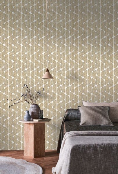 Abelia wallpaper by Casamance in White, styled room shot