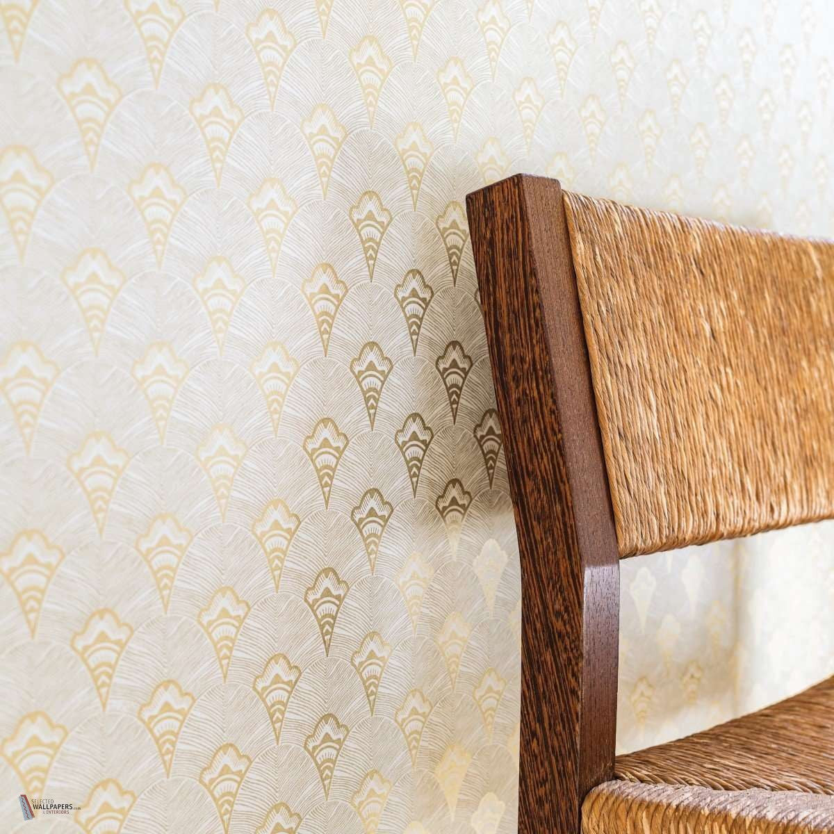 Adenium wallpaper by Casamance in Beige – Greige, styled room shot