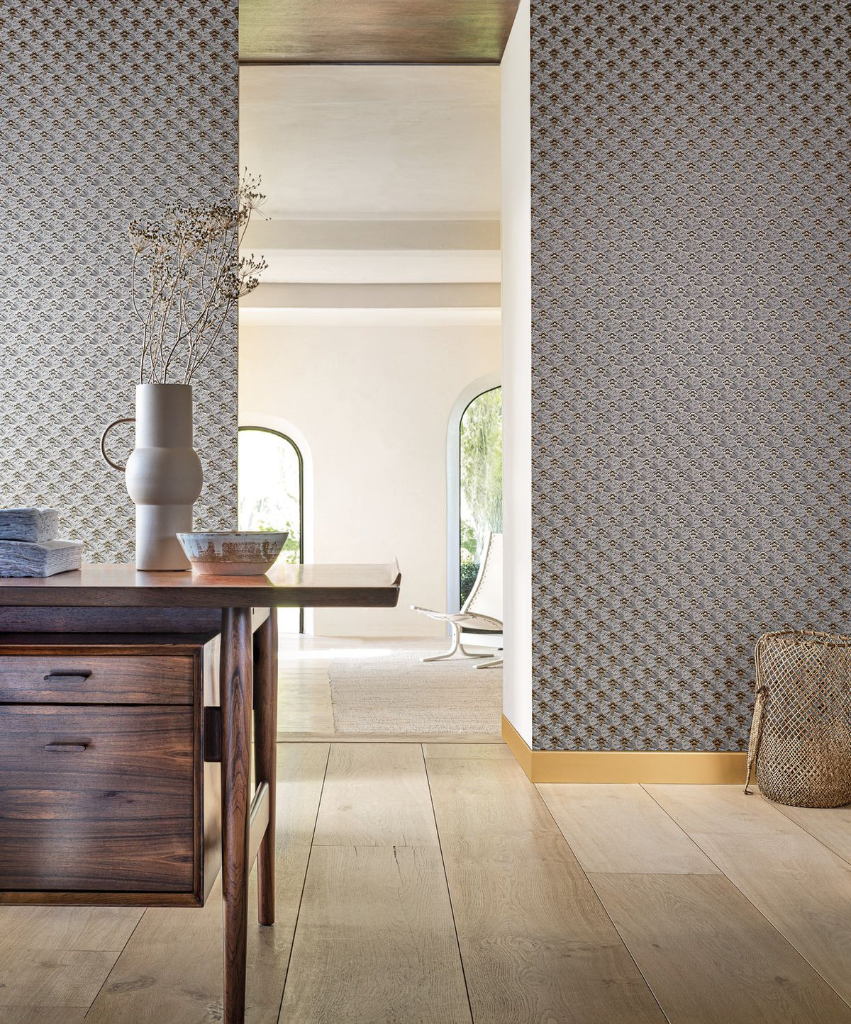 Adenium wallpaper by Casamance, styled room shot