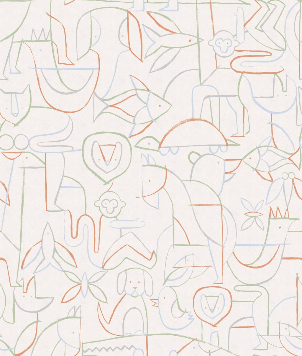 Animalia wallpaper by Coordonné in Green – Mint, flat swatch