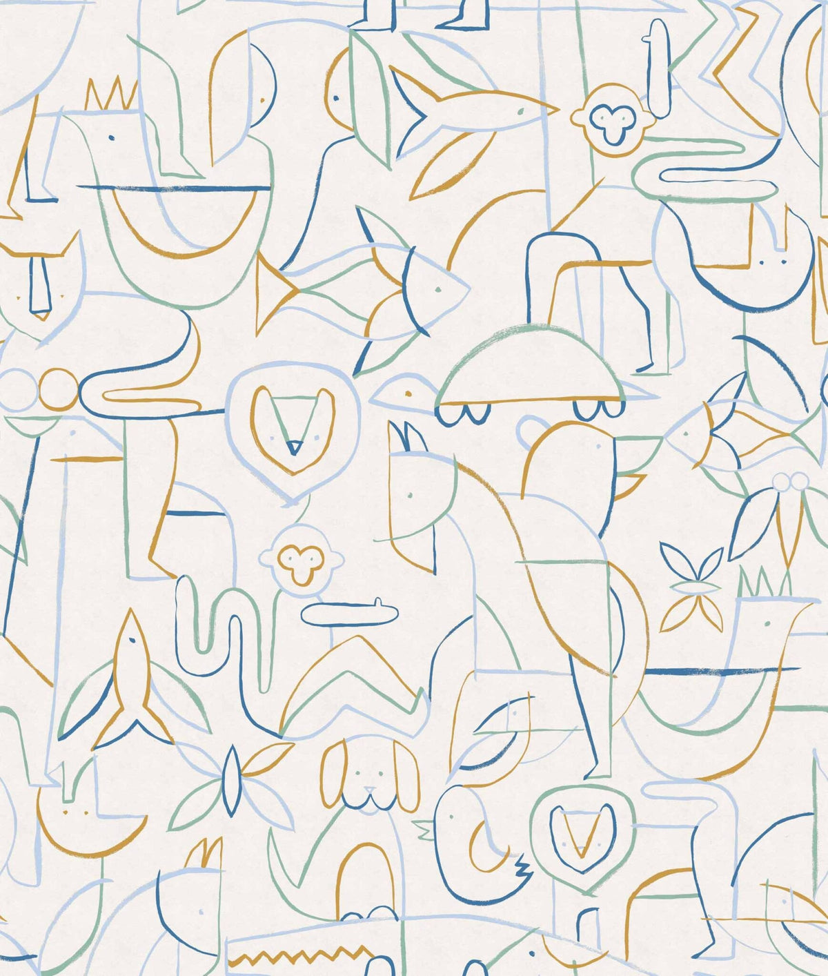 Animalia wallpaper by Coordonné in Blue, flat swatch