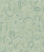 Animalia wallpaper by Coordonné in Green – Emerald, flat swatch