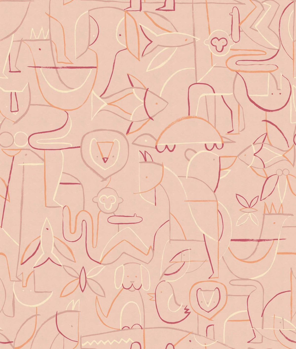 Animalia wallpaper by Coordonné in Pink, flat swatch