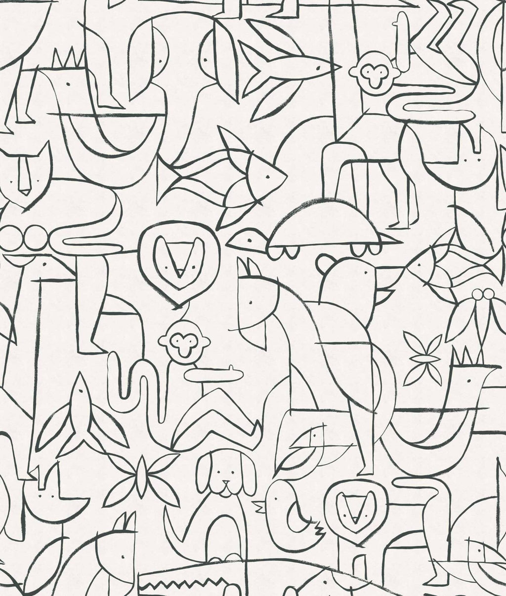 Animalia wallpaper by Coordonné in Black, flat swatch