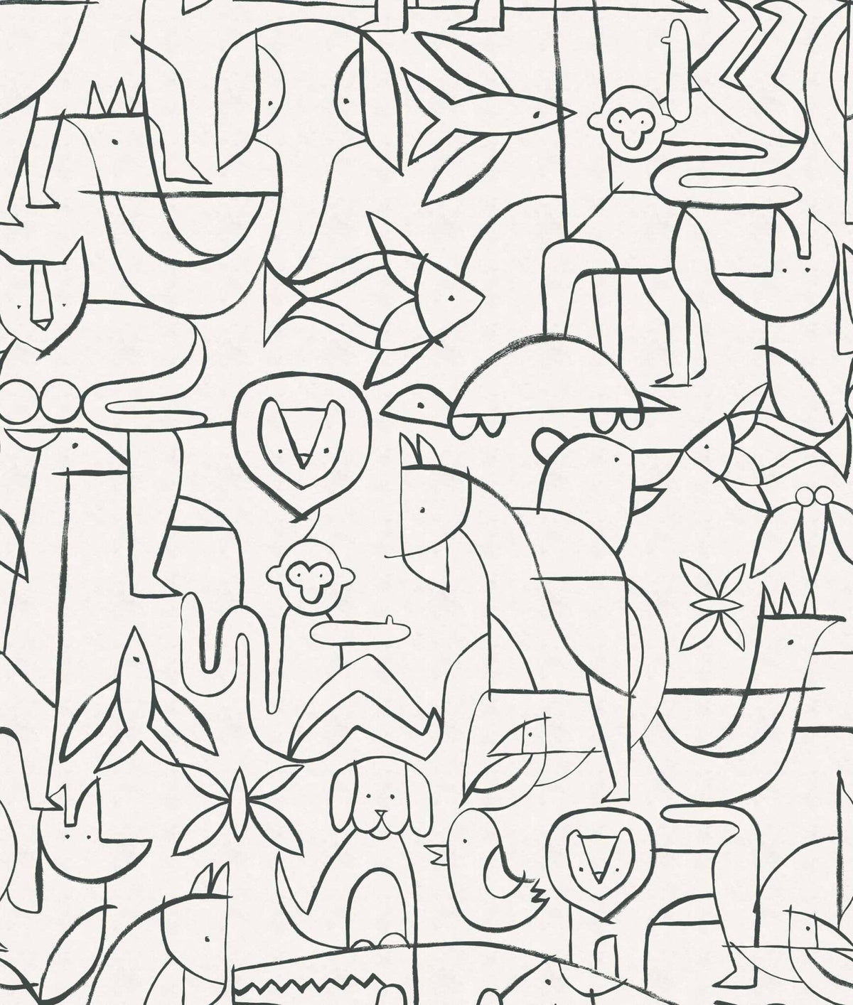 Animalia wallpaper by Coordonné in Black, flat swatch