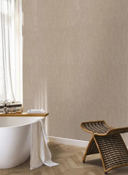 Ankaa wallpaper by Casamance in Beige – Tobacco, styled room shot