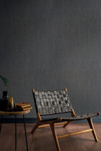 Ankaa wallpaper by Casamance in Blue – Midnight, styled room shot