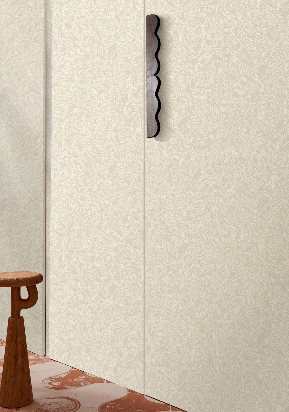Astragale wallpaper by Casamance in Cream – Ivory, styled room shot