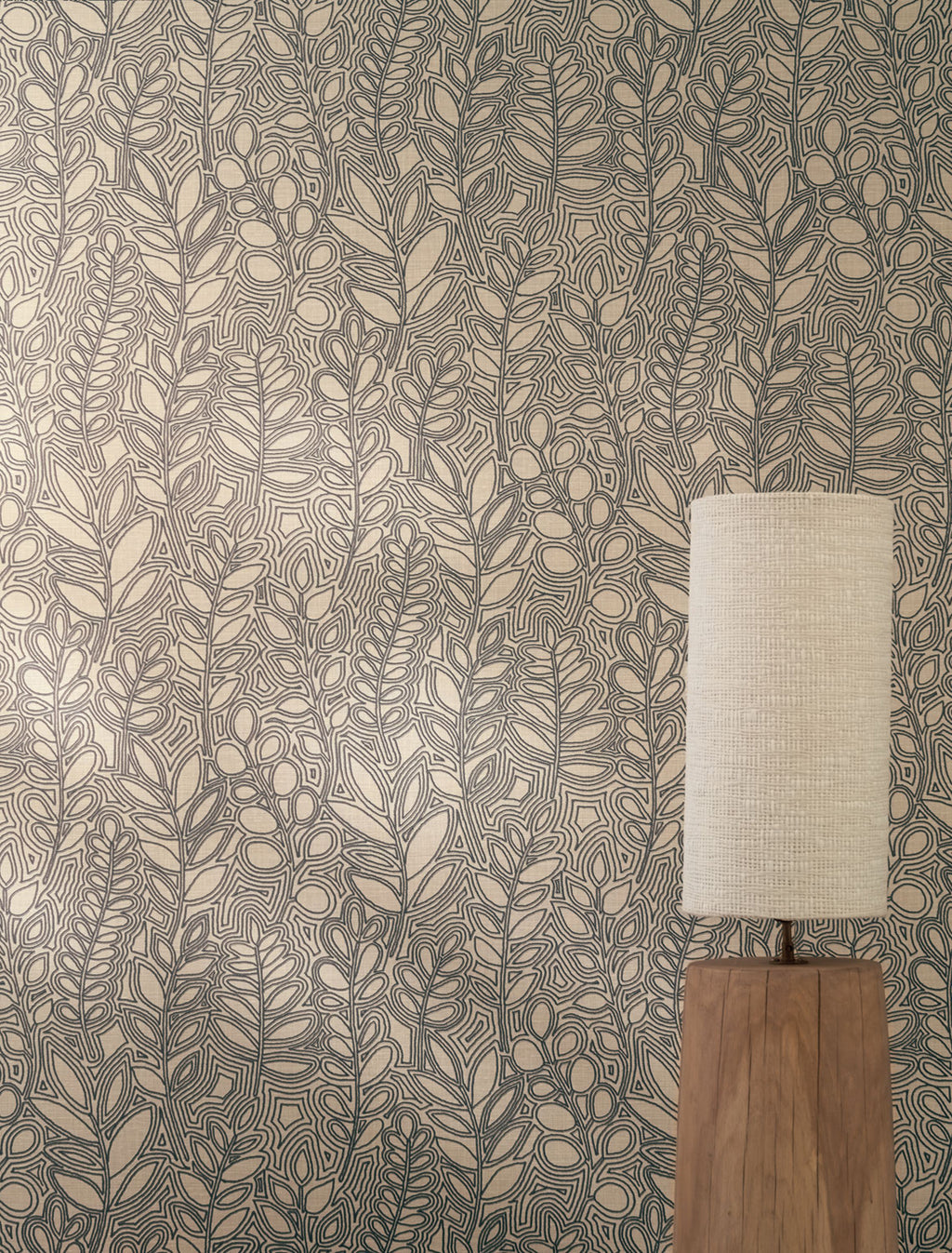 Astragale wallpaper by Casamance in Cream – Latte, styled room shot