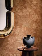 Baharia wallpaper by Casamance in Orange – Sienna, styled room shot