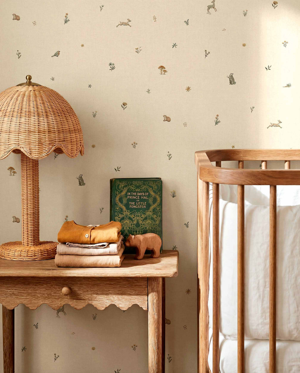 Bambis wallpaper by Coordonné in White, styled room